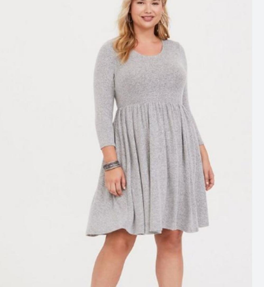 Torrid Grey Hacci Skater Sweater Dress 3/4 Sleeve Sz 2 (18/20) NWT